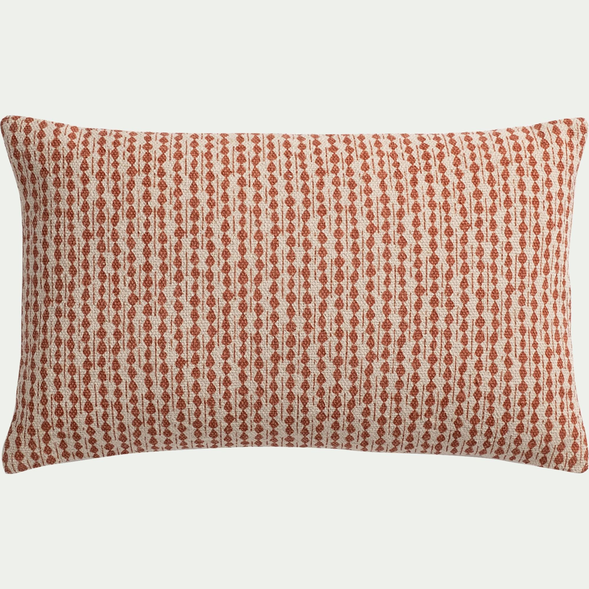 BARRAS - Coussin ethnique en coton 30x50cm - terracotta