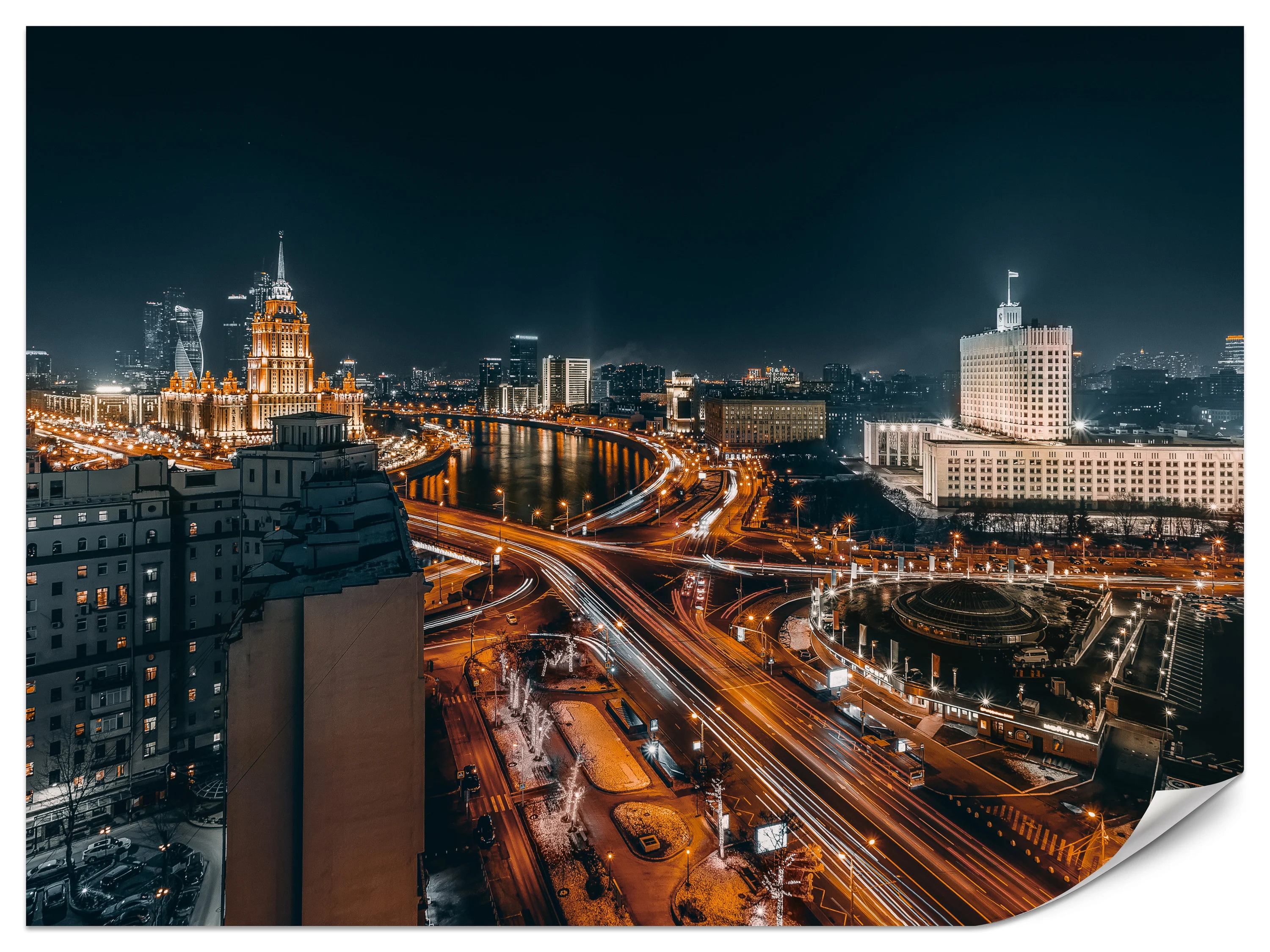 Fototapeta Panorama Moskwy nocą 250x175cm