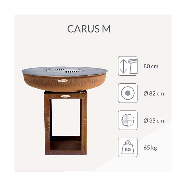 Barbecue brasero en acierCarus Diamètre 82 cm Hauteur 80 cm