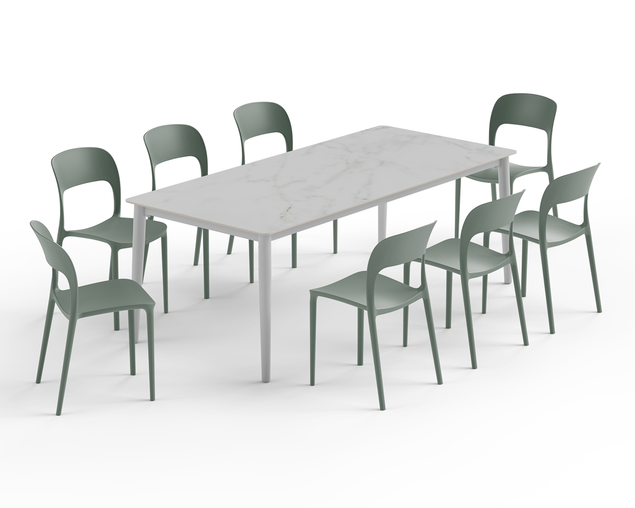 Riley-Dome 9 Piece Olive Dining Setting