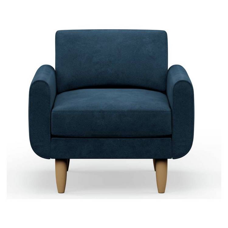 Hutch Velvet Round Arm Armchair - Ink Blue