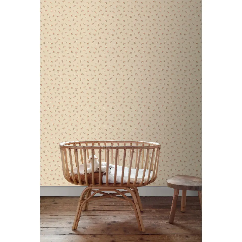 ESTAhome behang vintage bloemetjes beige - 53 cm x 10.05 m