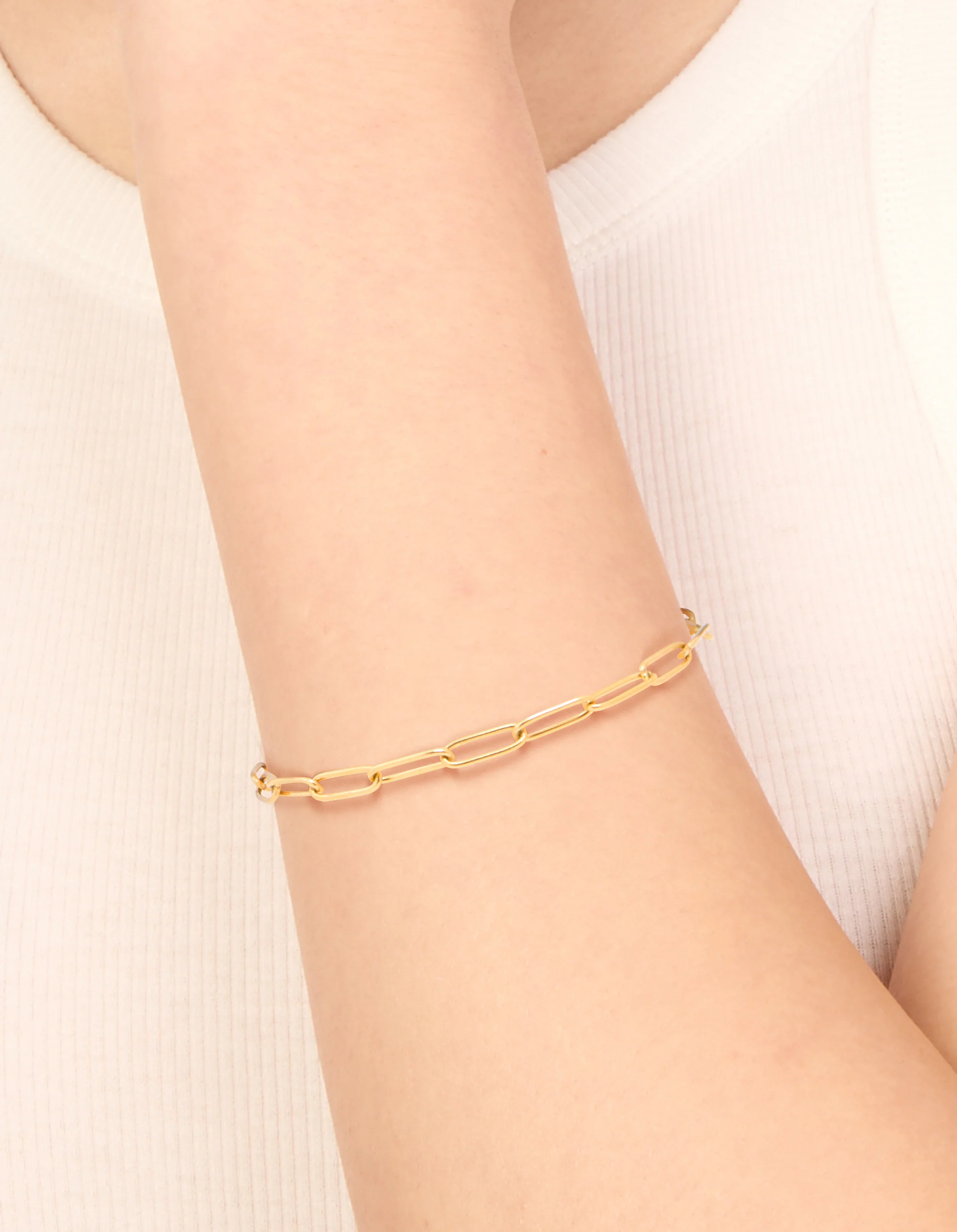 Waterproof Gold Plated Stainless Steel Fine Link Dainty Clasp Bracelet