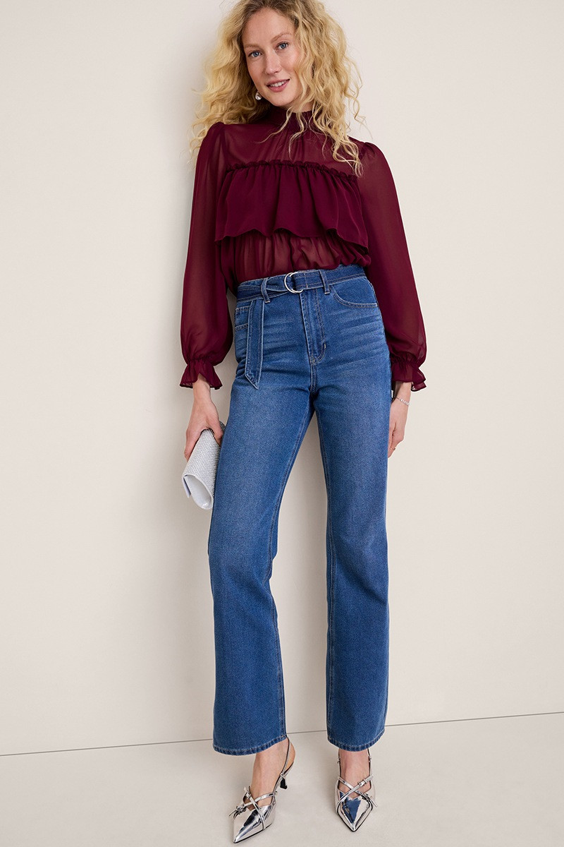 Sonia Belted Flare Jeans