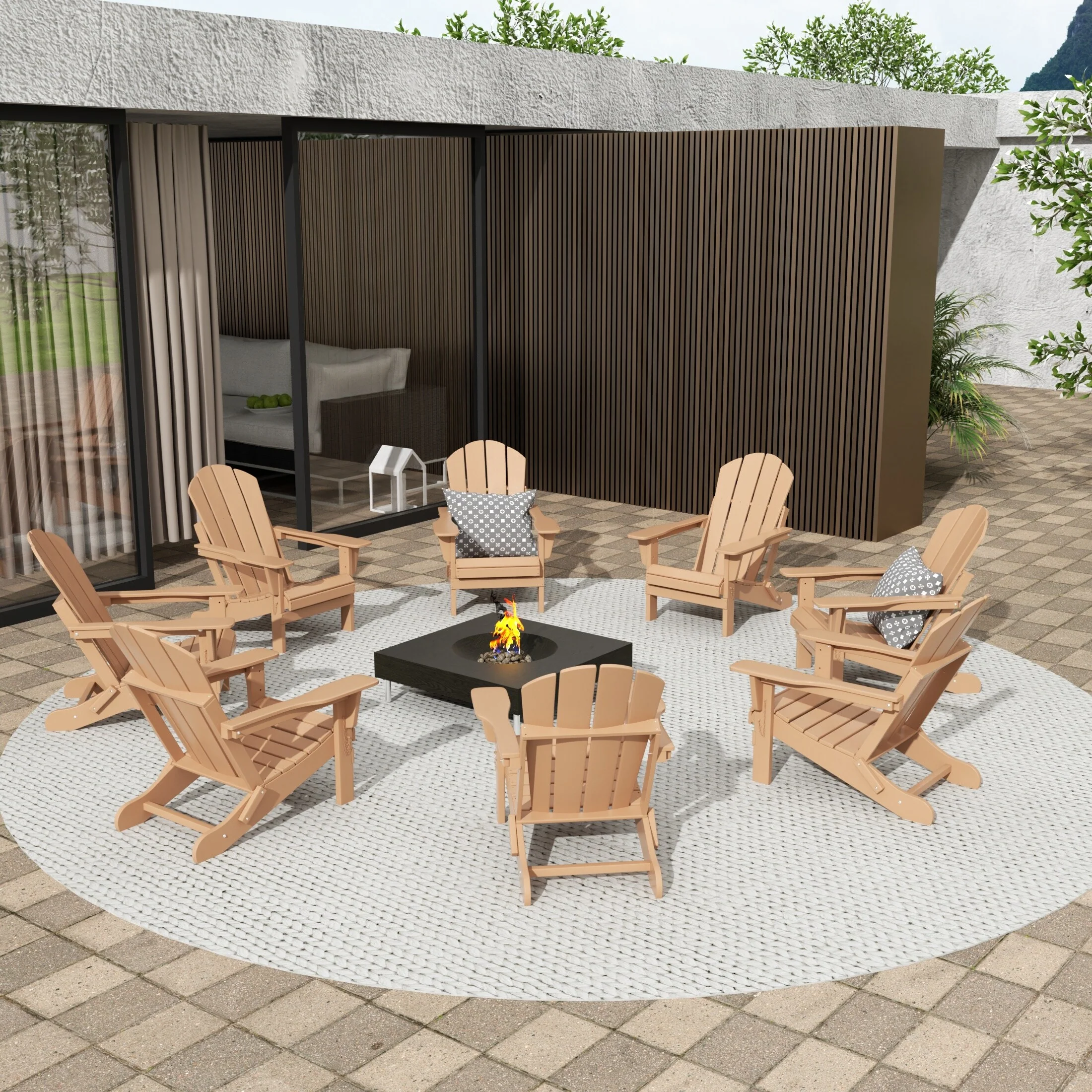 Polytrends Laguna Hdpe All Weather Outdoor Patio Foldable Adirondack Chairs (Set Of 8)