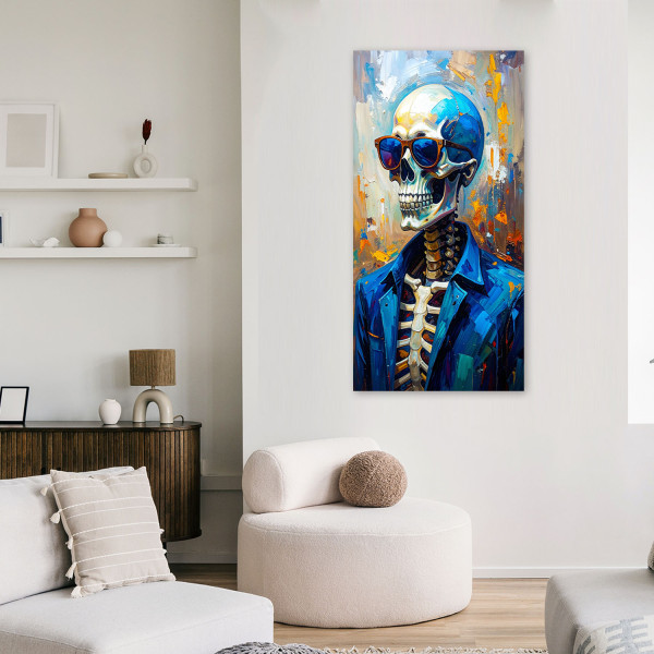 Feeby Obraz nowoczesny młodzieżowy, Czaszka w okularach 40x80