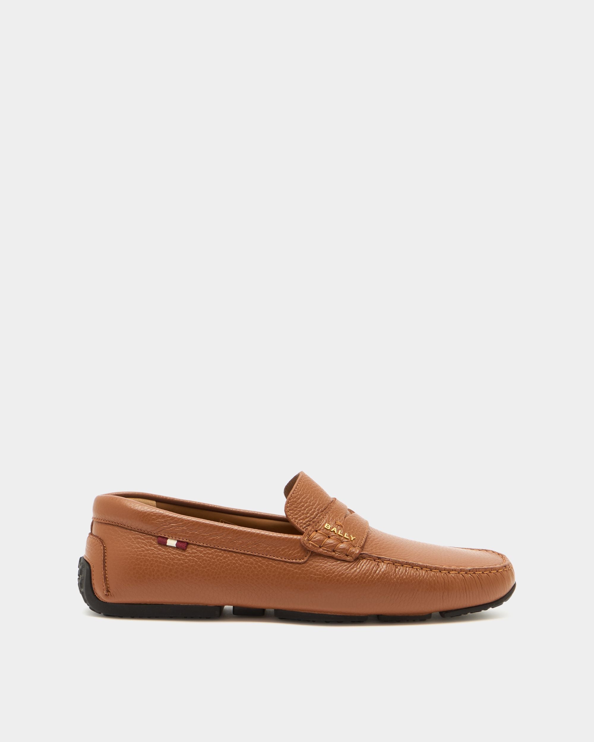 Pilot Driver-Schuh aus genarbtem Leder in Braun