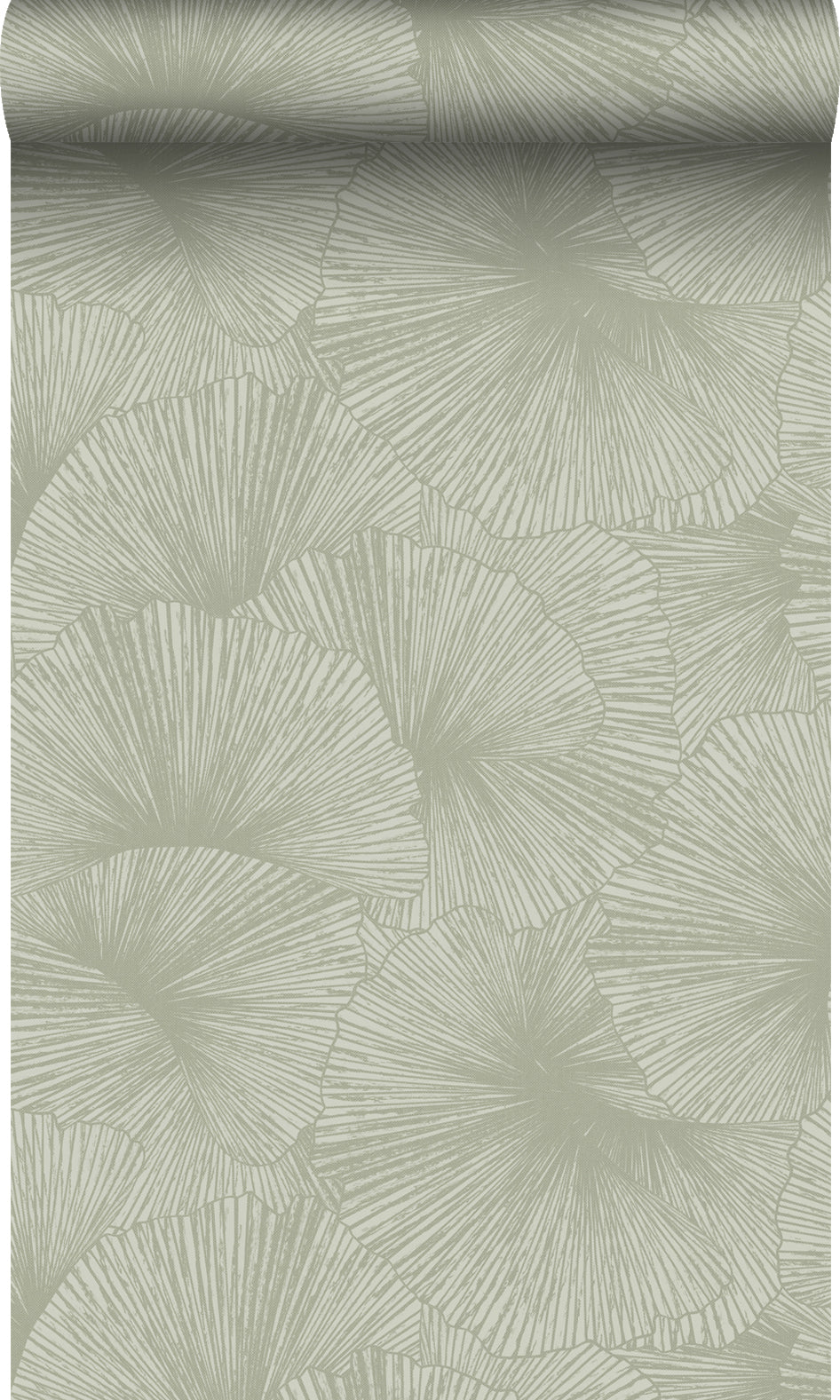 Origin Wallcoverings behang 3D-motief bladeren vergrijsd groen - 53 cm x 10.05 m - 348008