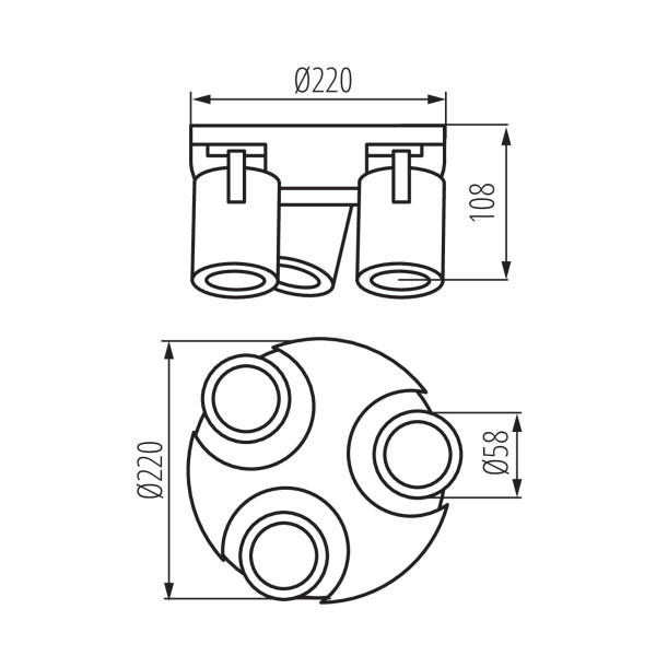 Lampa sufitowa LightLogic LL PORI EL-3O W 30558 spot okrągła potrójna