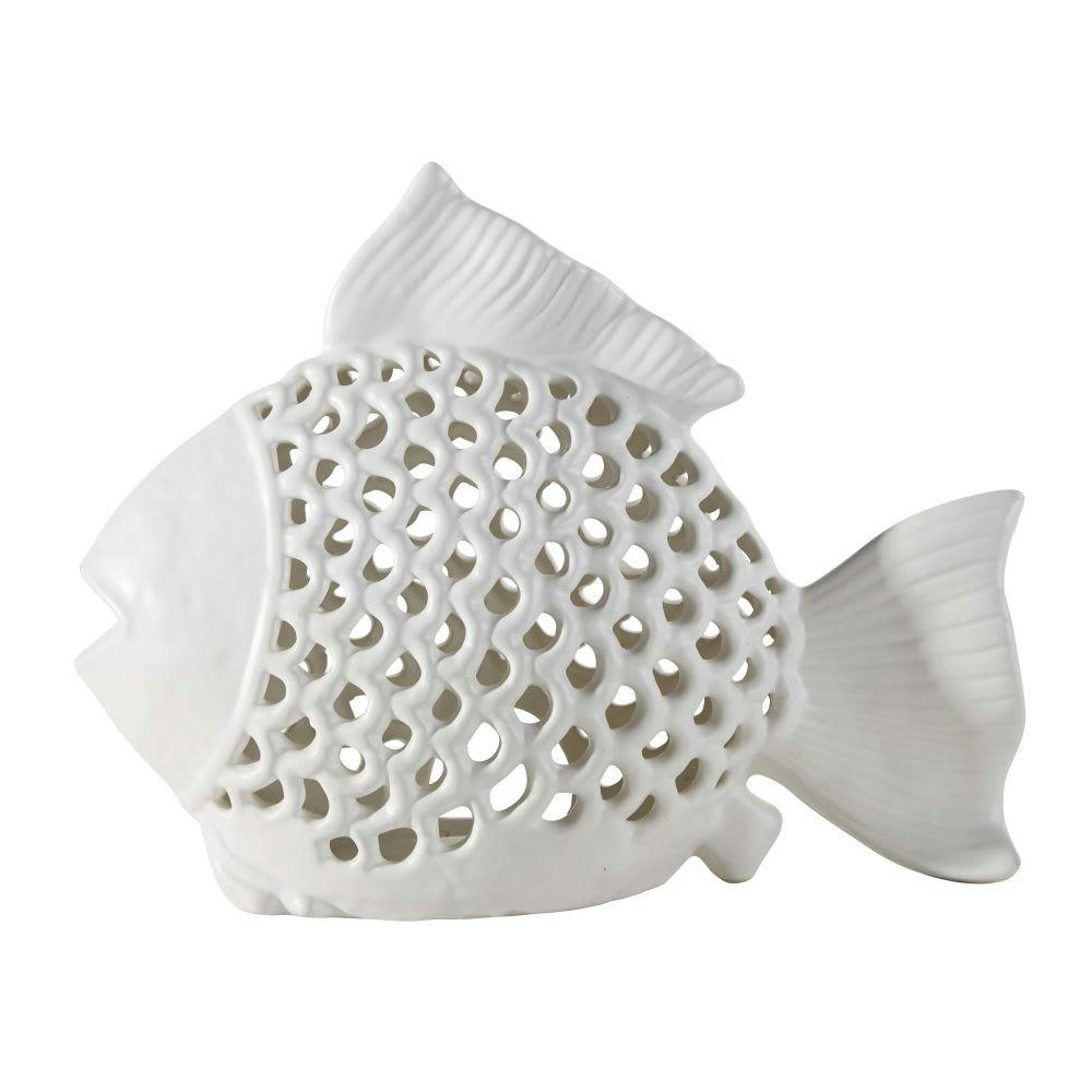 LAGOS - Lanterne poisson en céramique blanche