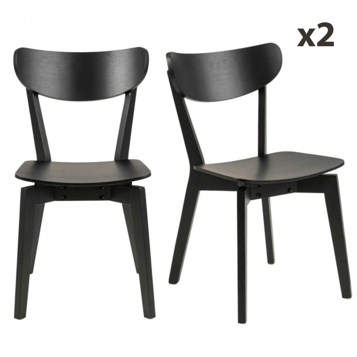 ROXIF - Lot de 2 chaises modernes en bois noir