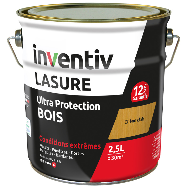 Lasure pour bois Ultra Protection chêne clair 2,5 L INVENTIV
