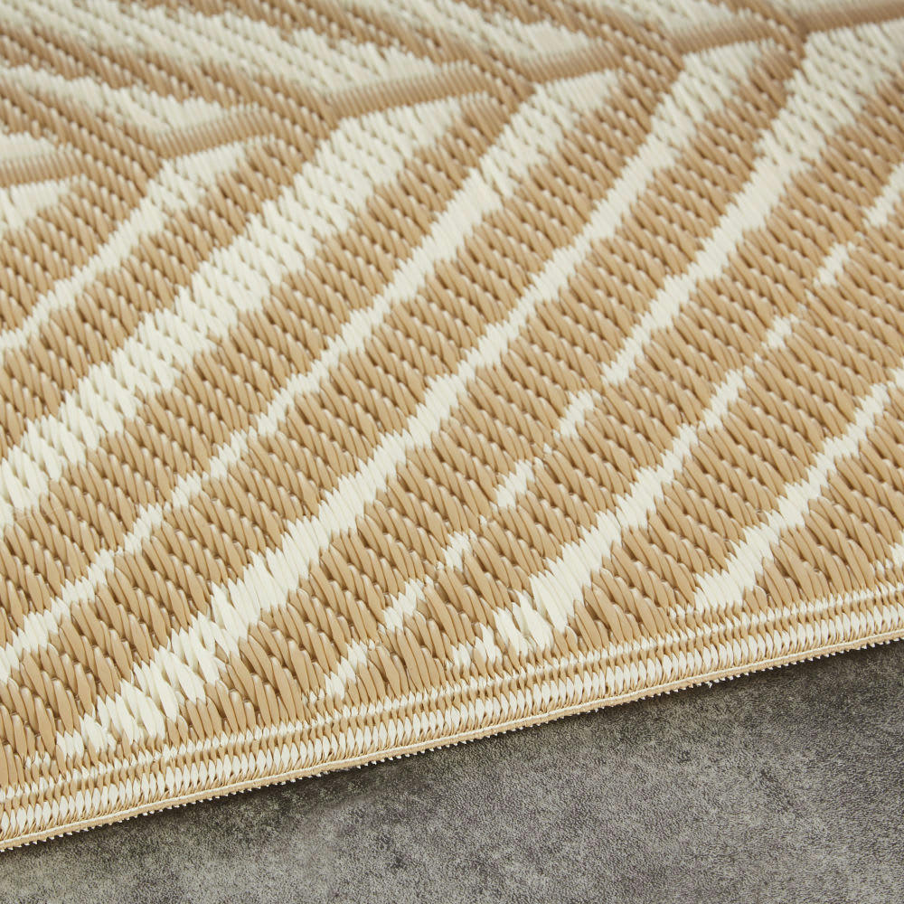 PALM LEAVES - Tapis en polypropylène à motifs écrus et beiges 120x180