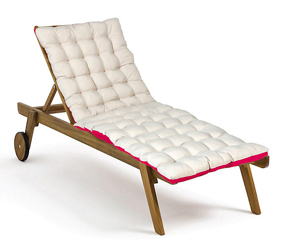 Matelas Transat Imperméable DYLREV 190x60cm - Bicolore Framboise et Beige pour un été Confortable