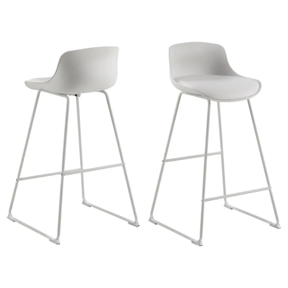 Barkruk Wit PU - Zithoogte 76cm - 43x49x94cm - Sithney - Set van 2