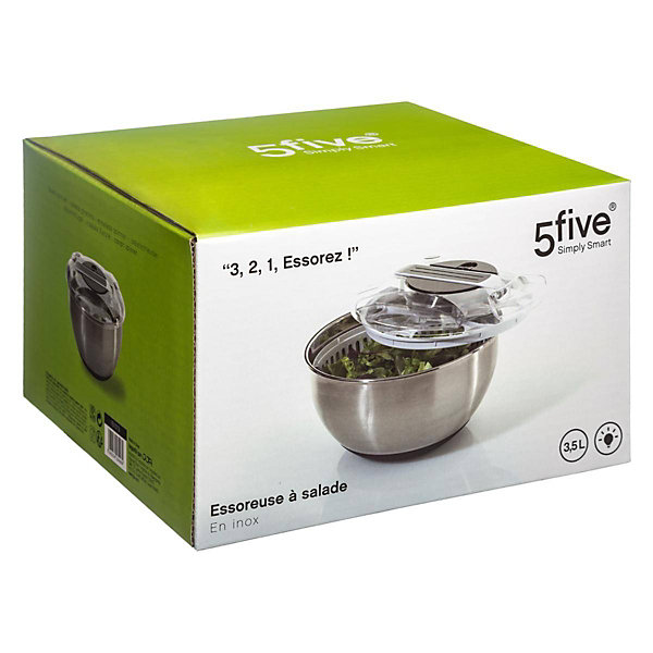 Essoreuse à levier inox 3,5L - Noir et blanc- 5five