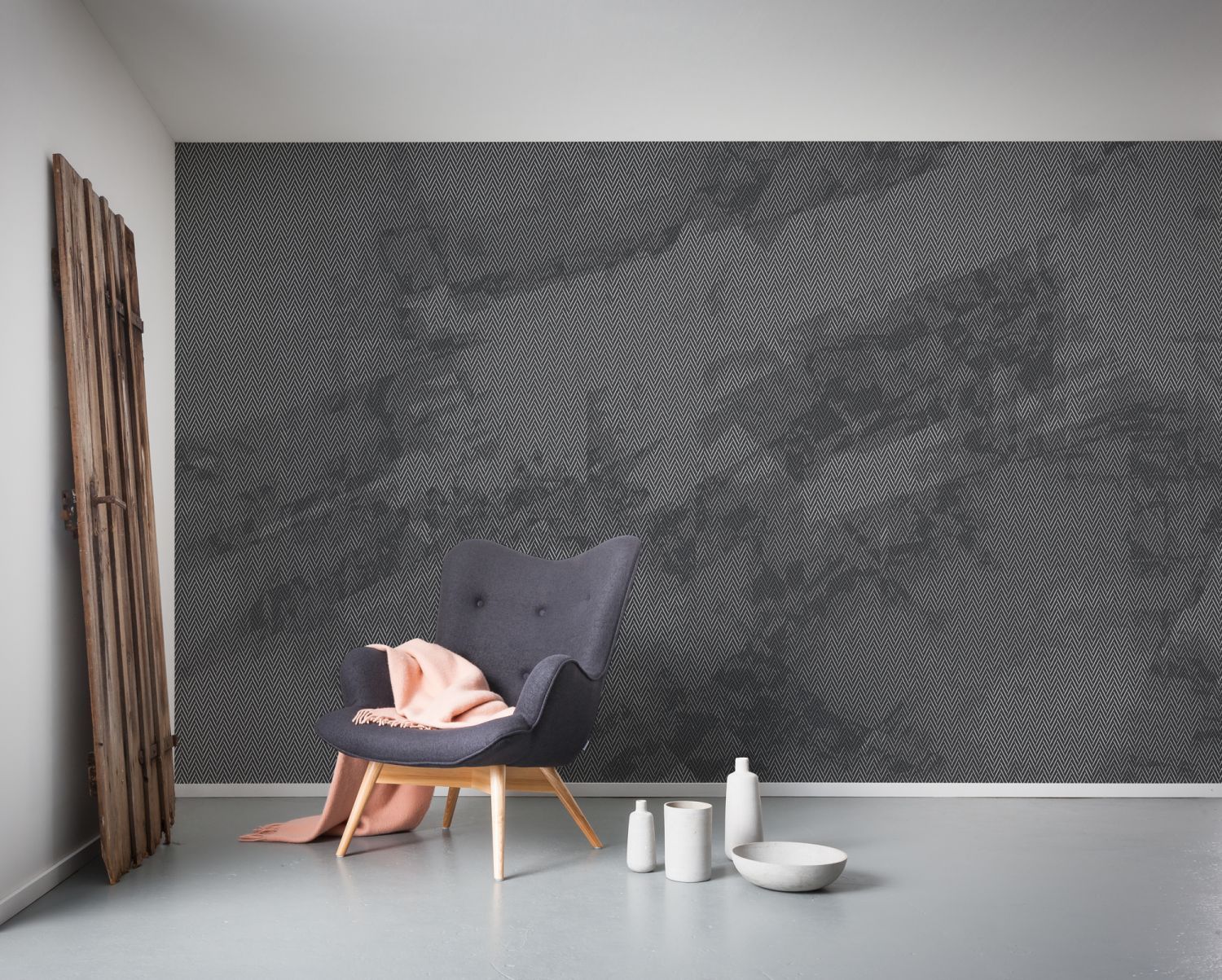 Sanders & Sanders fotobehang kunst donkergrijs - 400 x 250 cm - 611967