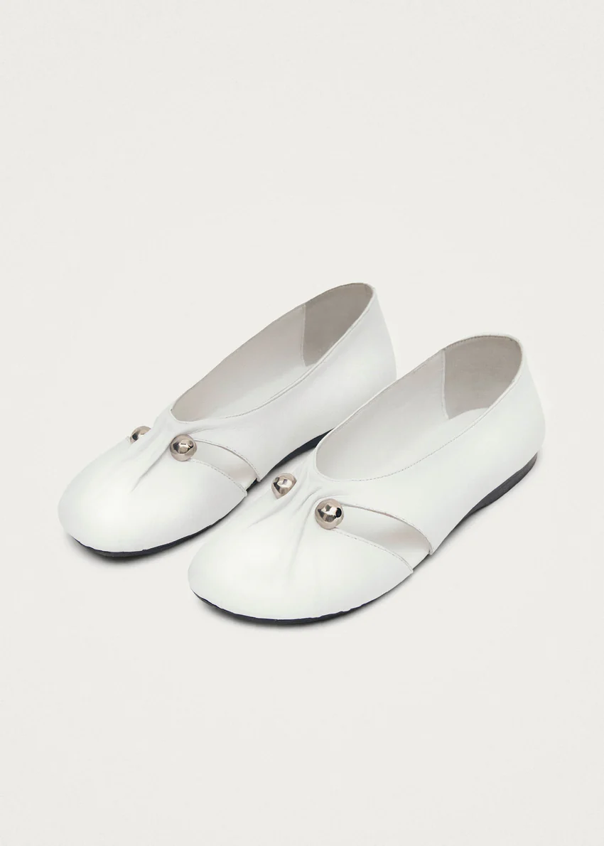 Ravena White Leather Ballet Flats