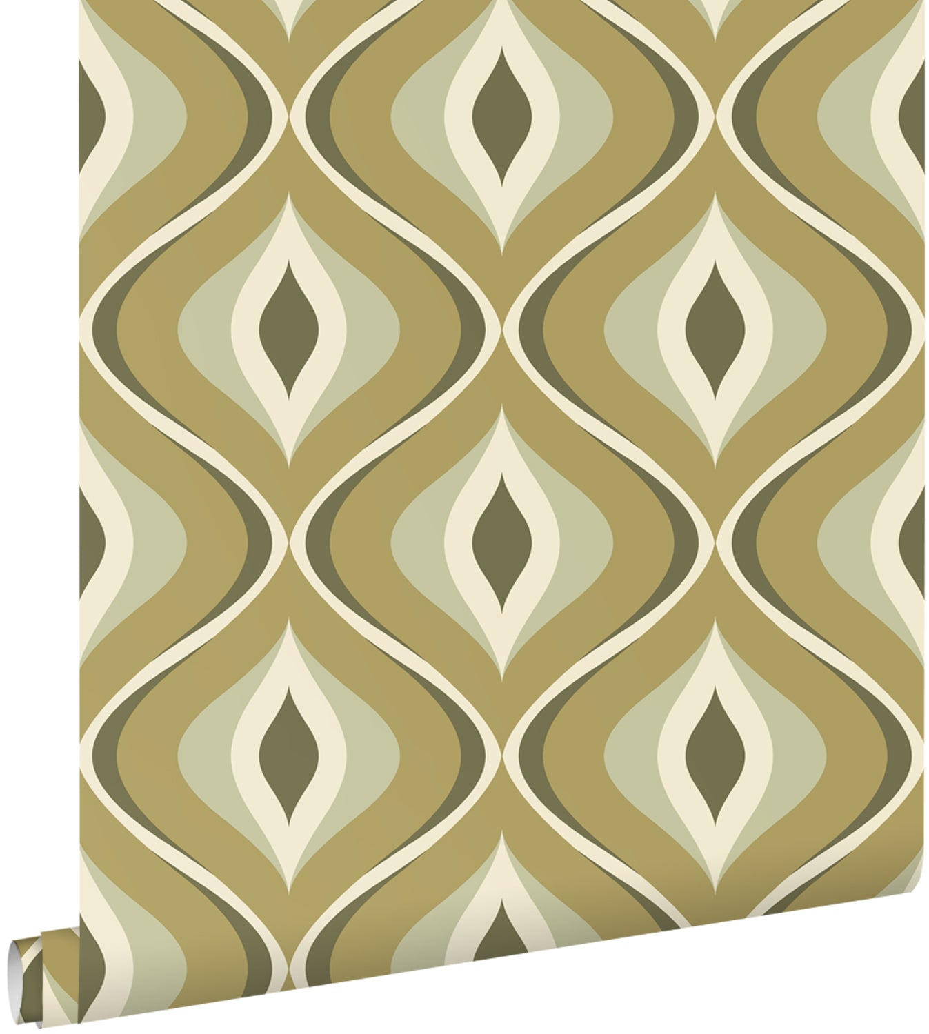 ESTAhome behang retro ornamenten vergrijsd groen - 53 cm x 10.05 m - 130987