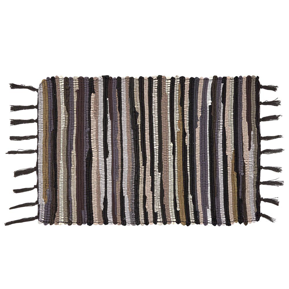 Tapis intérieur à franges rectangulaire rayures polycoton 50x70cm (3 modèles)