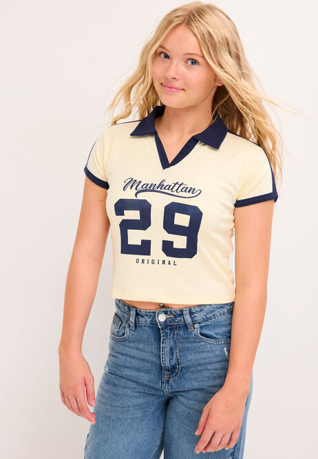 Older Girls Lemon Yellow Football Top