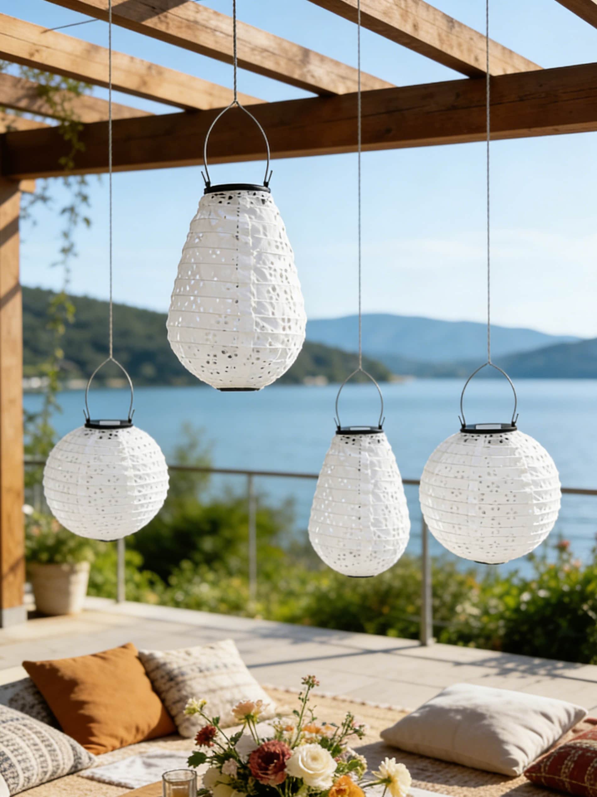Lampion solarny LED z uchwytem