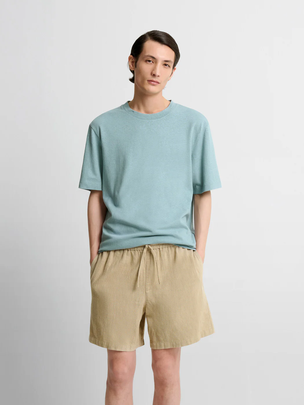 T-shirt col rond en coton lin