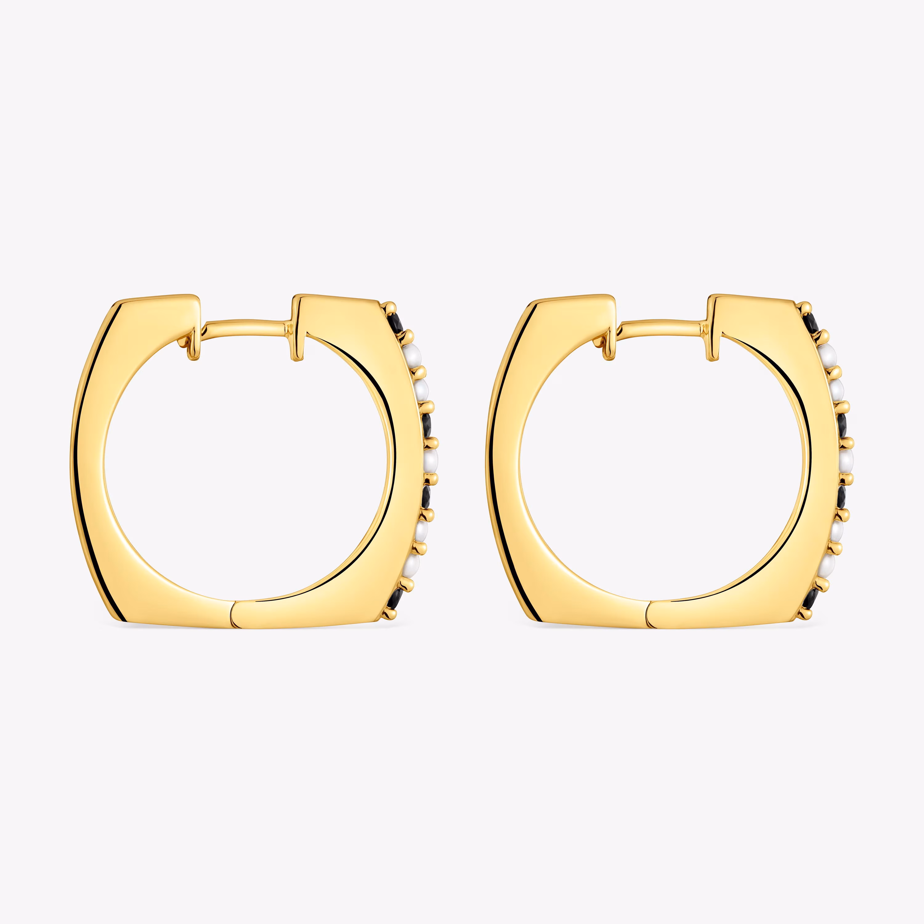 Pendientes de aro cortos con baño de oro 18 kt sobre plata y gemas Basic Colors