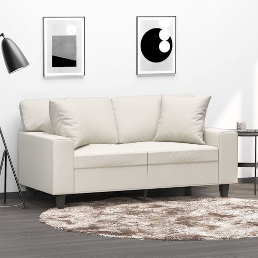NNEVL Throw Pillows 2 pcs Cream 40x40 cm Faux Leather