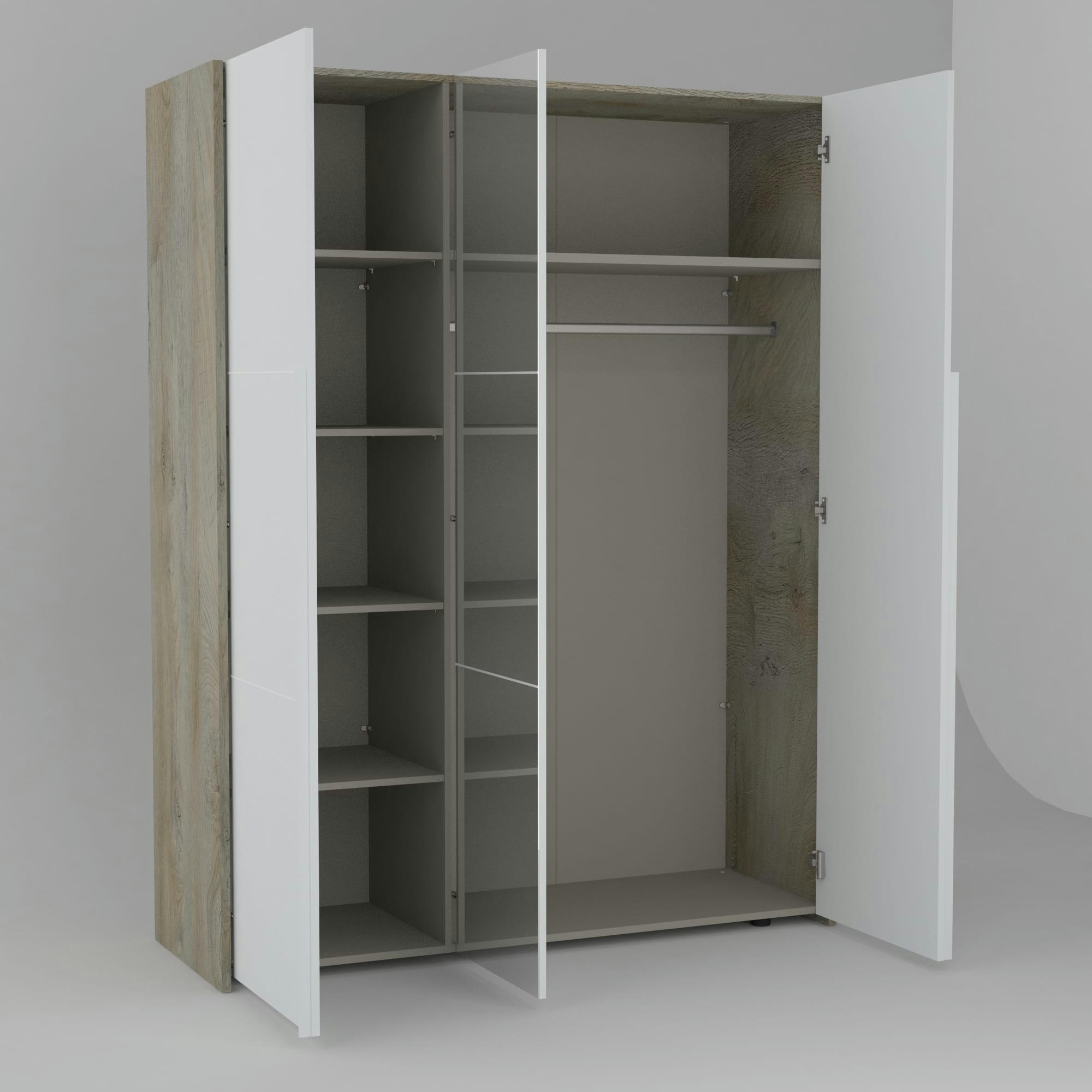 SANDRA - Armoire 3 portes avec 1 miroir effet bois