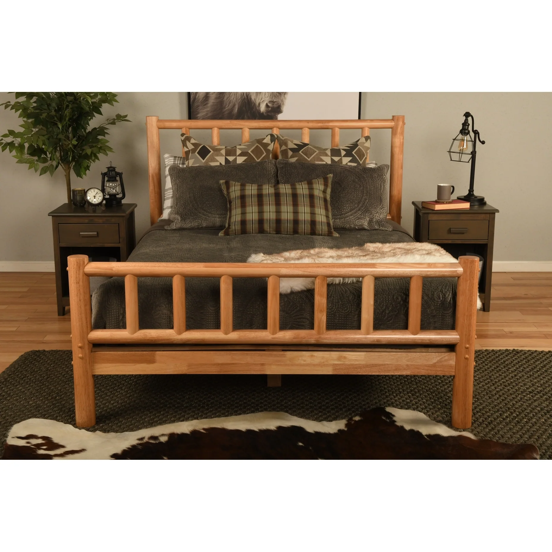 Somette Rustic Lodge Bed in Natural Finish (Mattress Not Included)