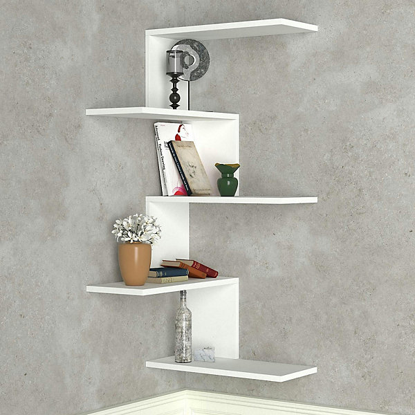 Etagère murale d'angle blanche, design MARFA