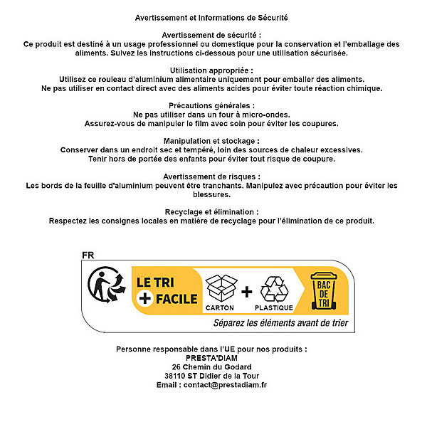 6 Rouleaux d'Aluminium Alimentaire 33cm x 200M avec Boîte Distributrice - D-Work