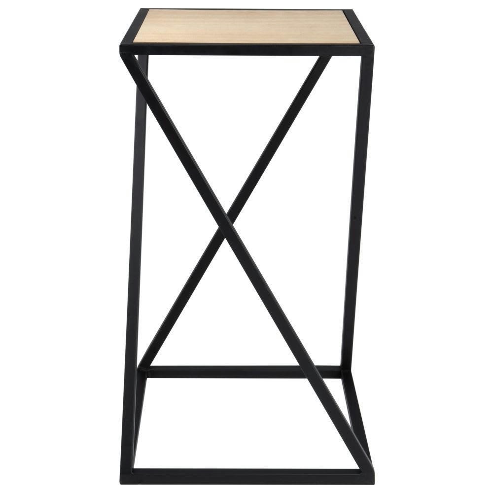 PIAZELLA - Bout de canapé en fer recyclé noir et beige