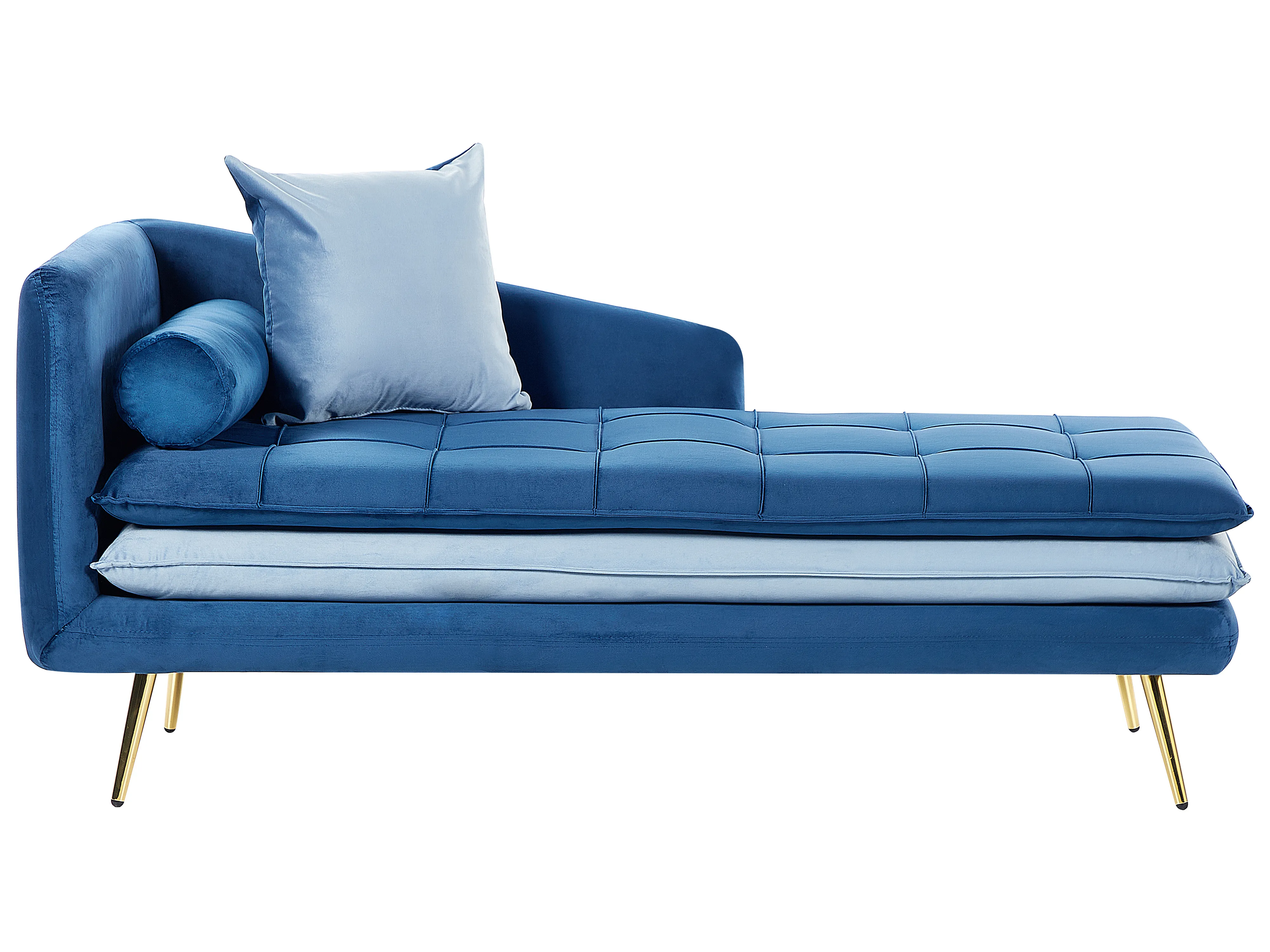 Left-Hand Chaise Longue GONESSE Velvet Blue