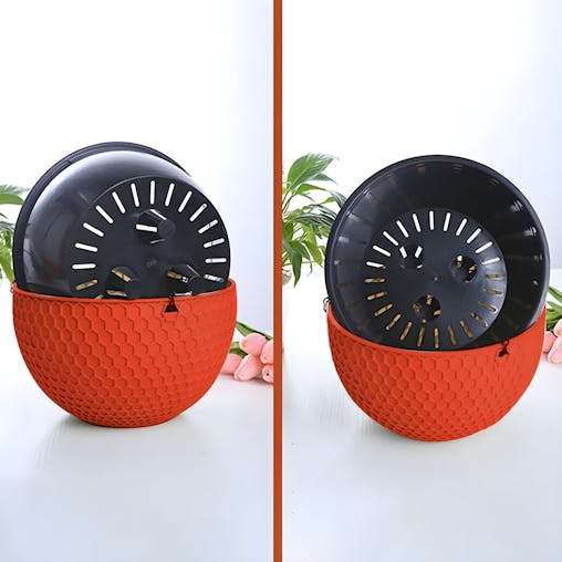 SOGA 2X Red Large Hanging Resin Flower Pot Self Watering Basket Planter
