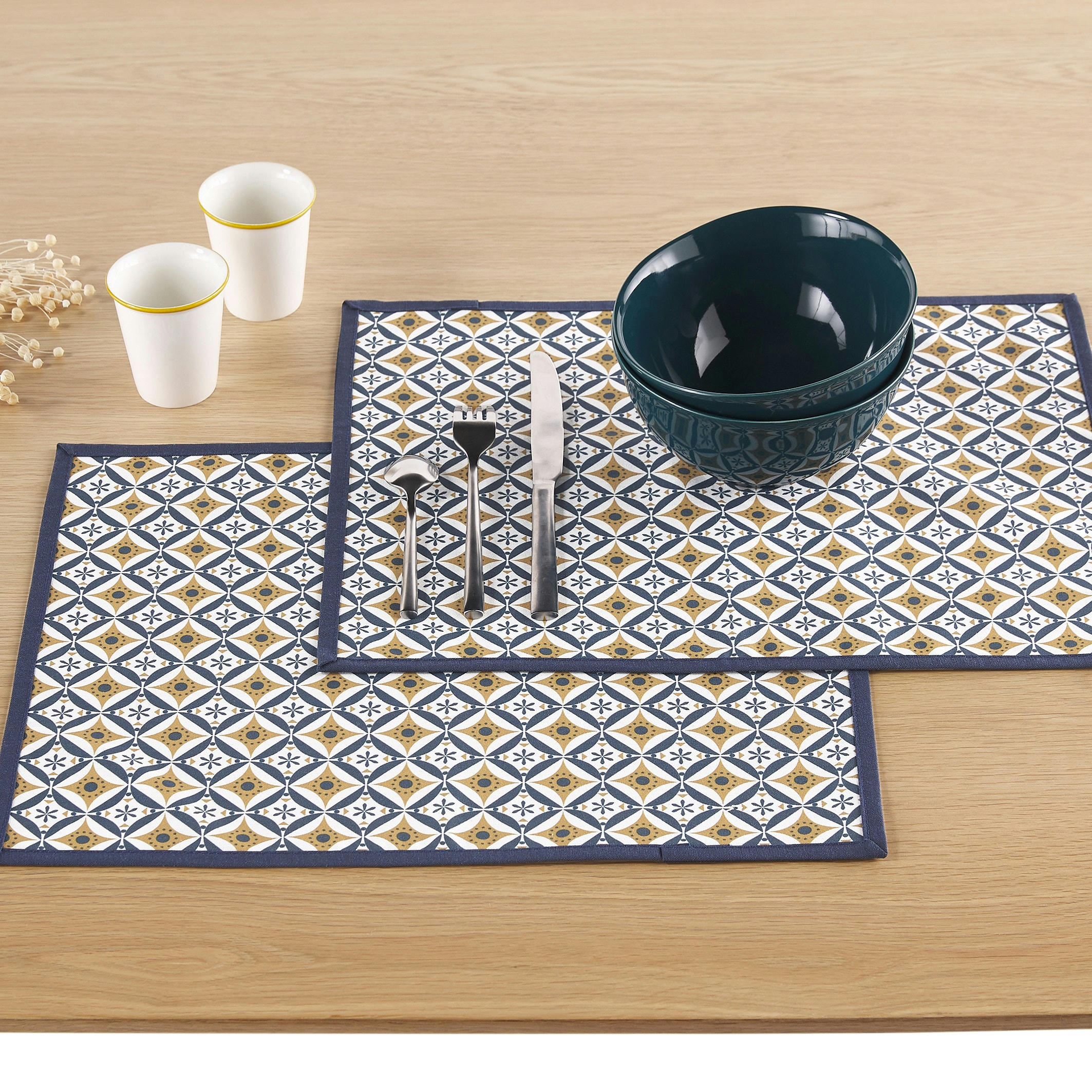 Lot de 2 sets de table polycoton enduit, Florene