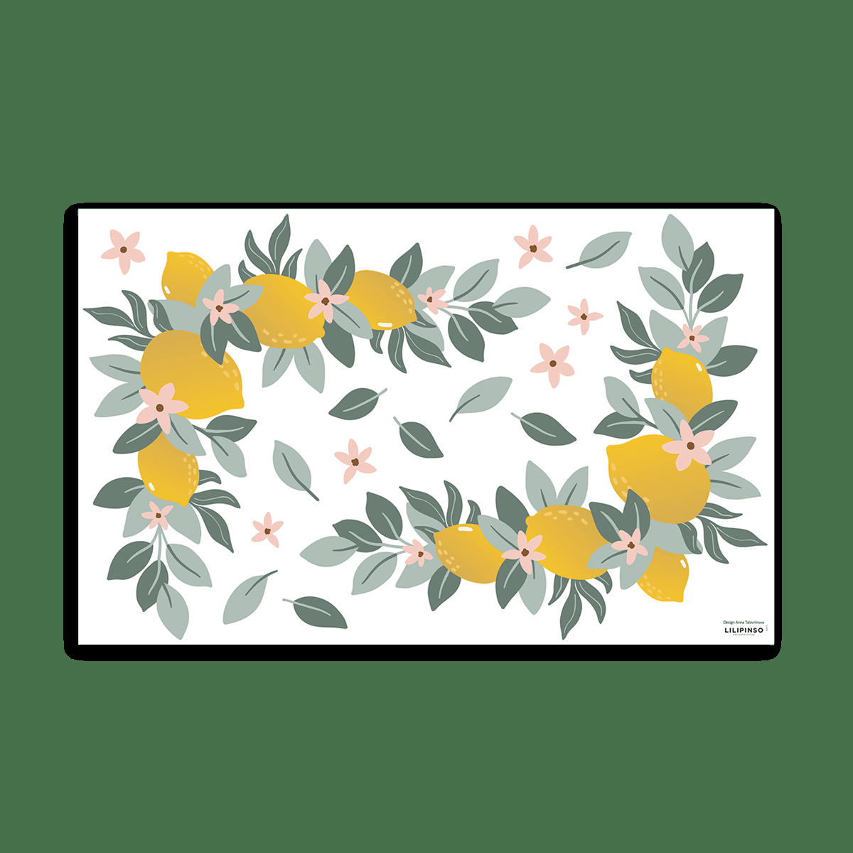 LOUISE - Stickers muraux citrons et feuillages en vinyle mat multicolore