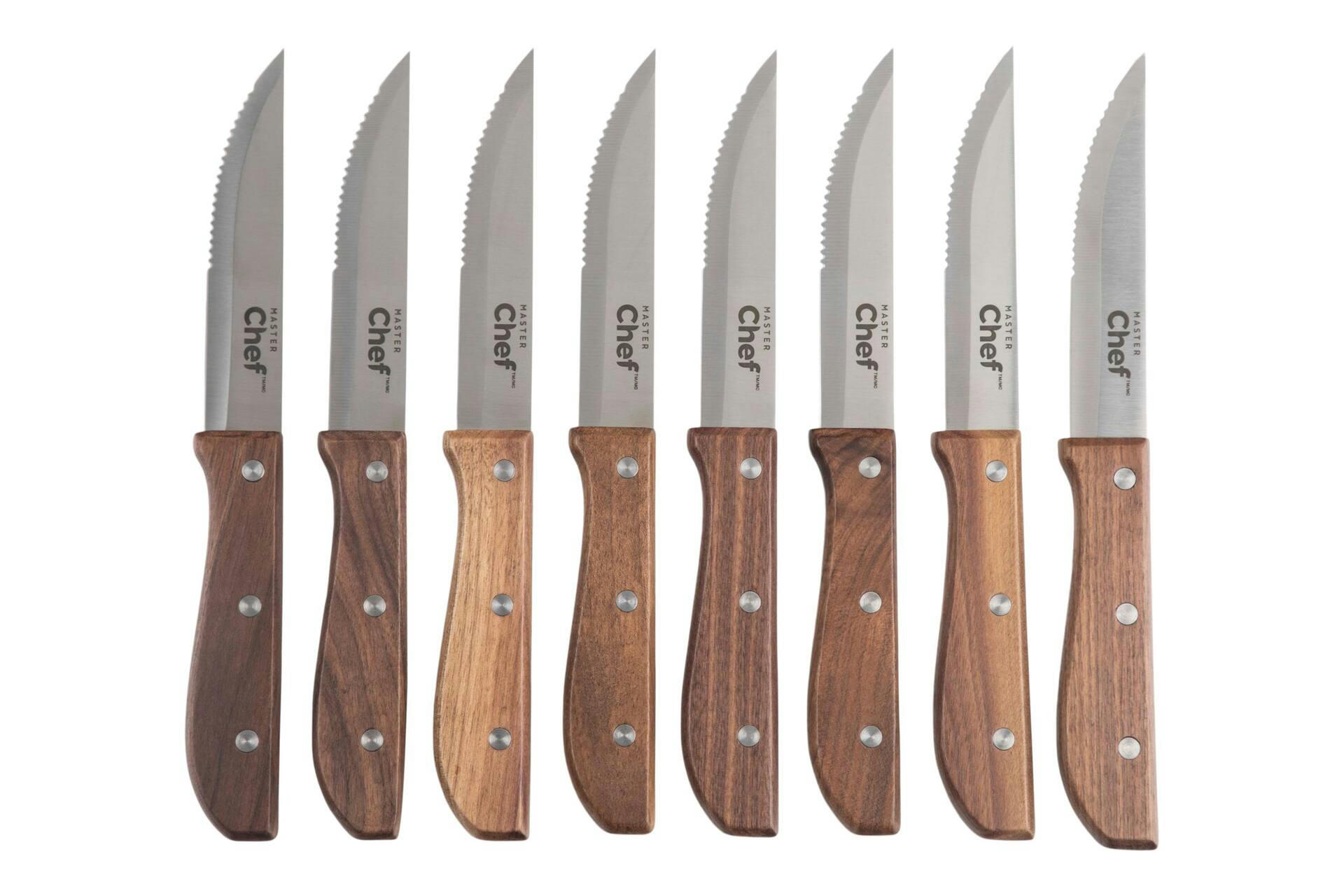 Master Chef Jumbo Walnut Steak Knives Set, 8-pc