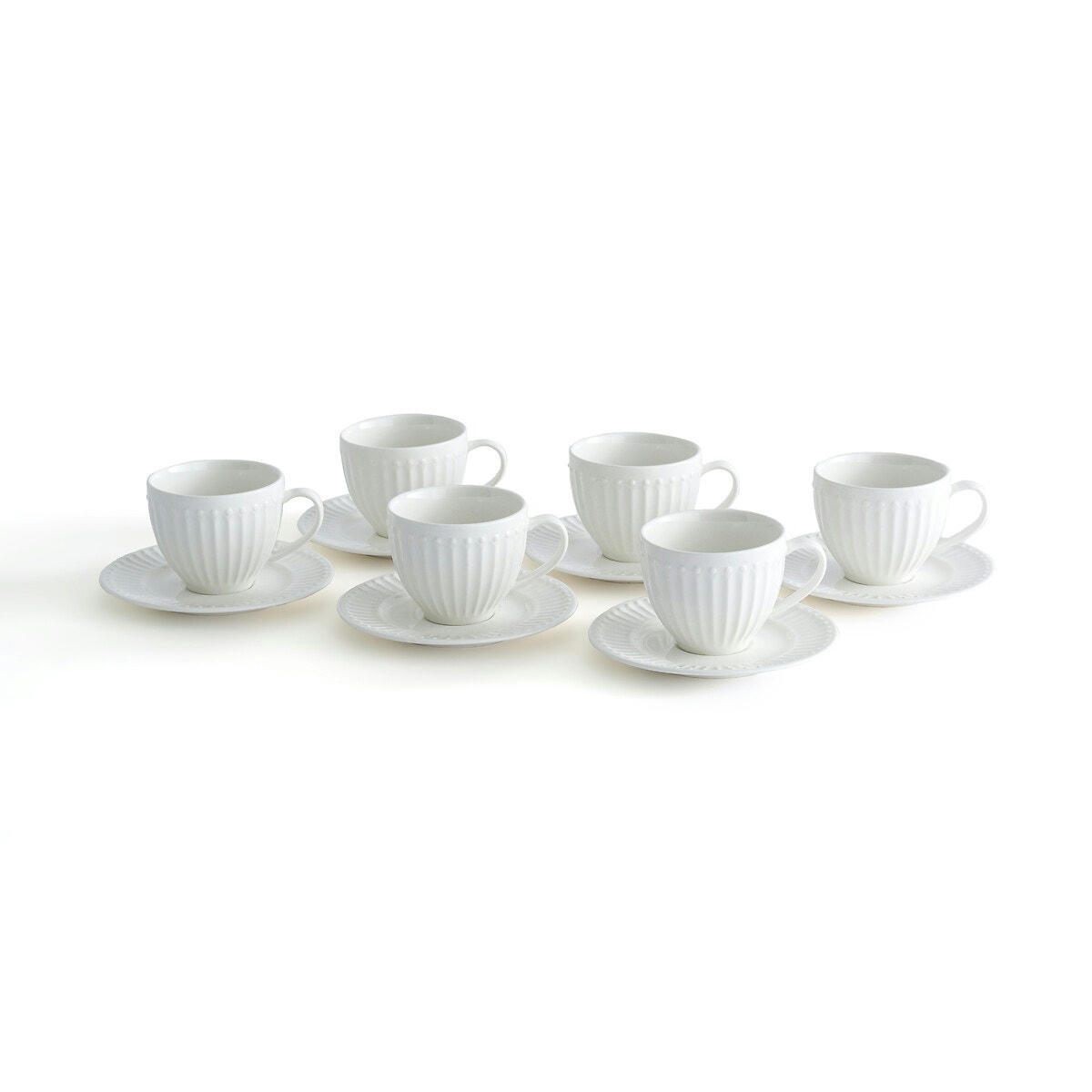 Lot de 6 tasses à café et sous-tasses, Jewely