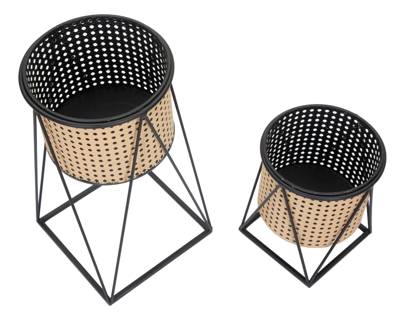 Mauro Ferretti Osaka Set van 2 vaashouders in beige en zwart metaal