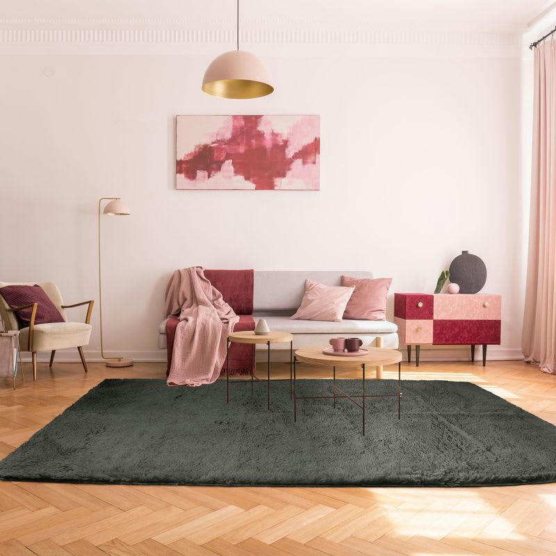 NEO - Tapis lavable à base fine et souple extra doux gris foncé 190x290