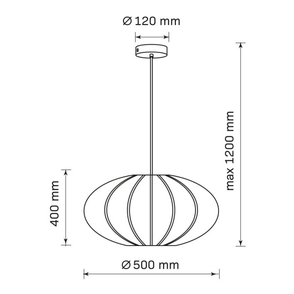 Lampa wisząca czarna KINU 1xE27x20W wym: 120x50x50 cm Polux