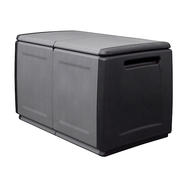 Coffre de rangement 230L Coffre de Jardin Gris/Noir 96 x 53 x H57cm Poignées de transport polypropylène INTEC