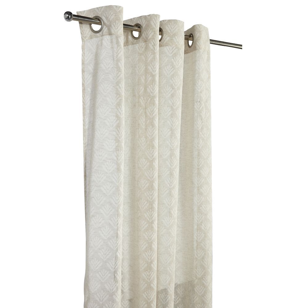Voilage à oeillets imprimé feuilles taupe 140x240cm