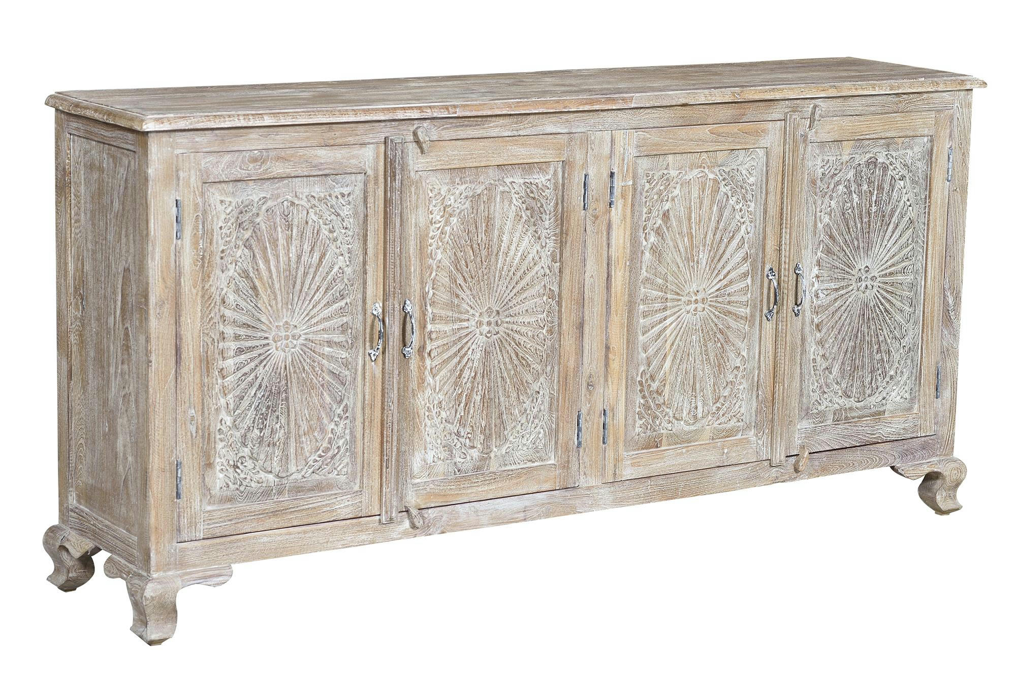 - Buffet en bois de teck blanc vieilli