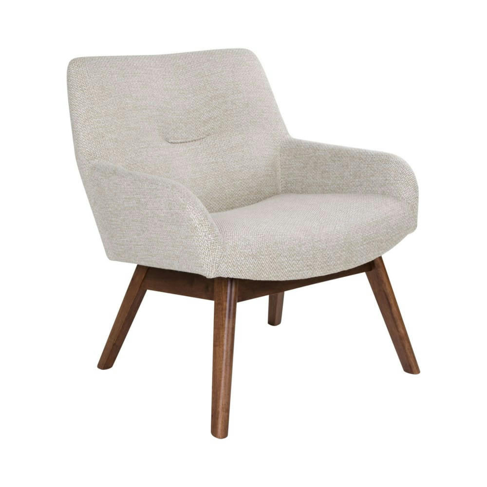 LONDON - Fauteuil en tissu et pieds en bois naturel ecru