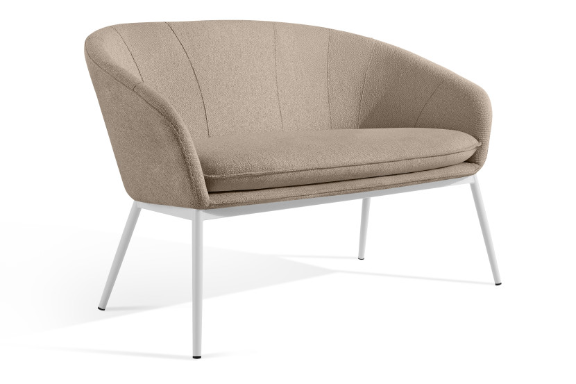 KONSIMO SOLIS Sofa tapicerowana wodoodporna jasnobrązowa, białe nóżki