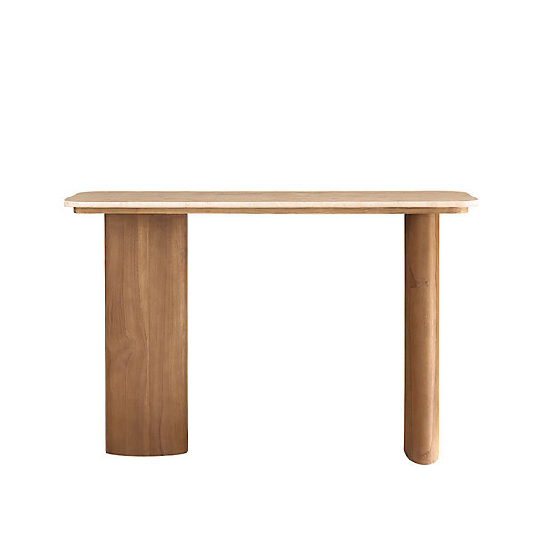 Console en teck massif et marbre 120 cm