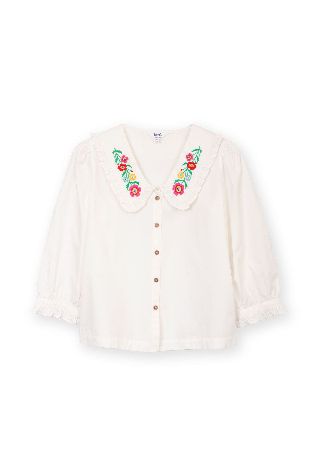 Kite Crendell Embroidered Collar Poplin Blouse